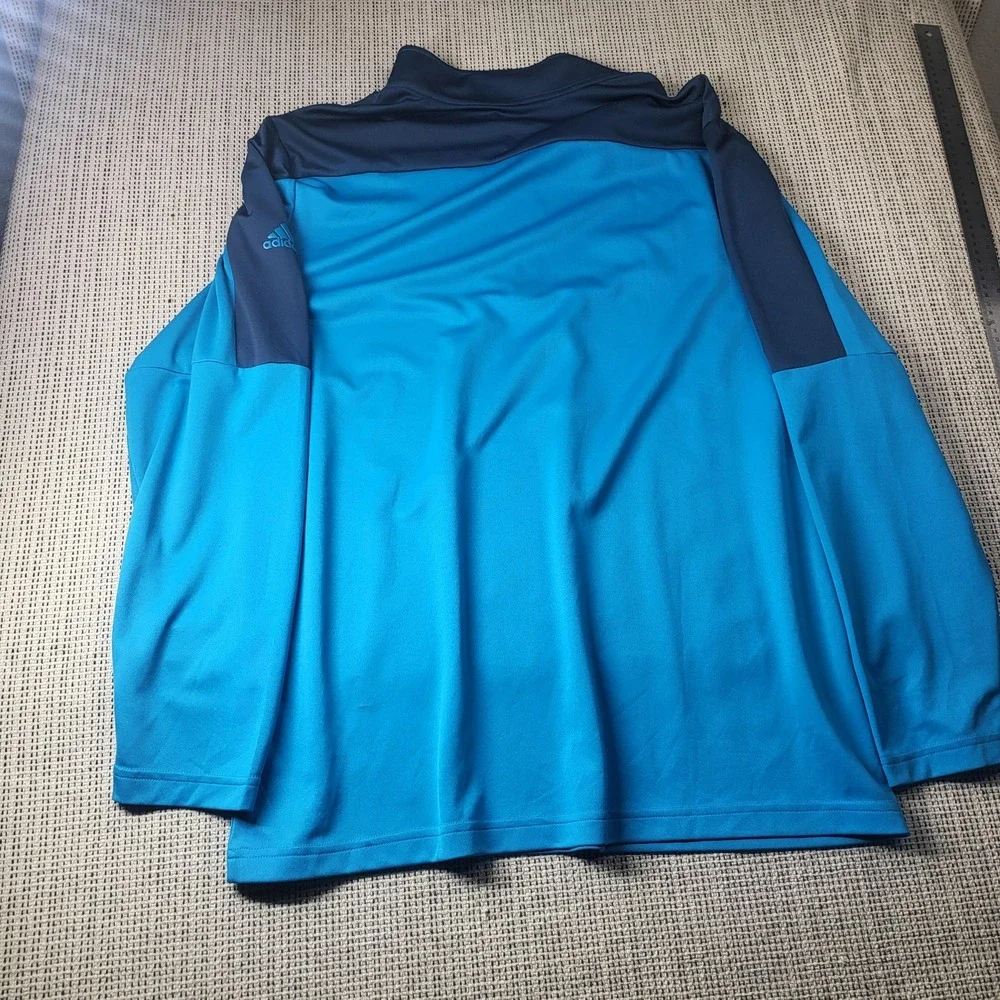 Adidas Pullover Mens LT Blue Colorblock Primegreen Quarter Zip Athletic